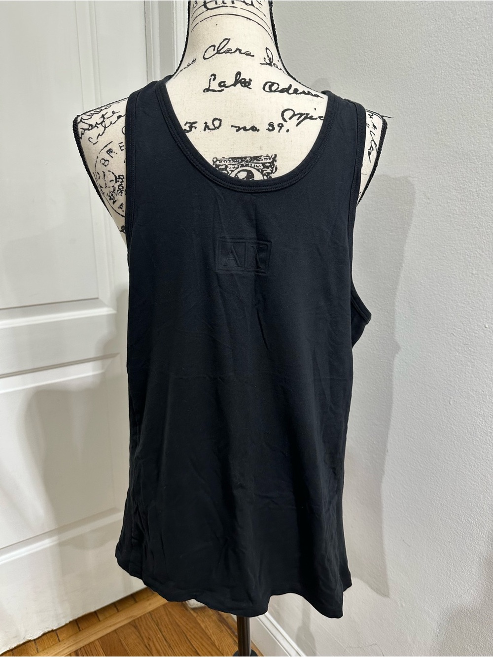 Armani Exchange Men's Black Tank with Tonal AX Logo